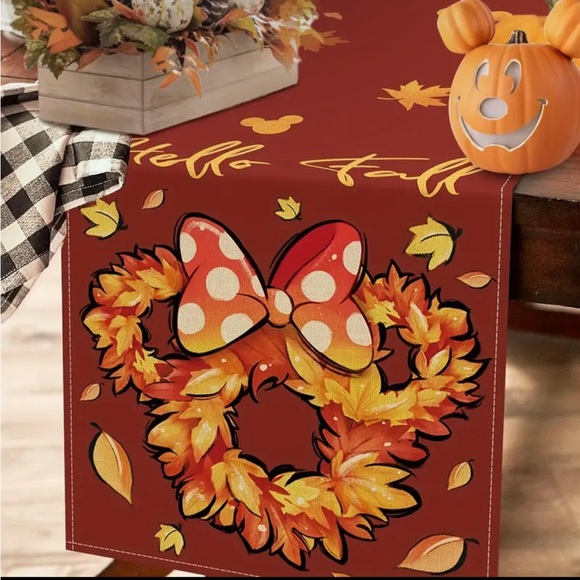 13x72 Table Runner Disney Minnie Mickey Mouse Fall thanksgiving Mantel Scarf - Picture 2 of 4